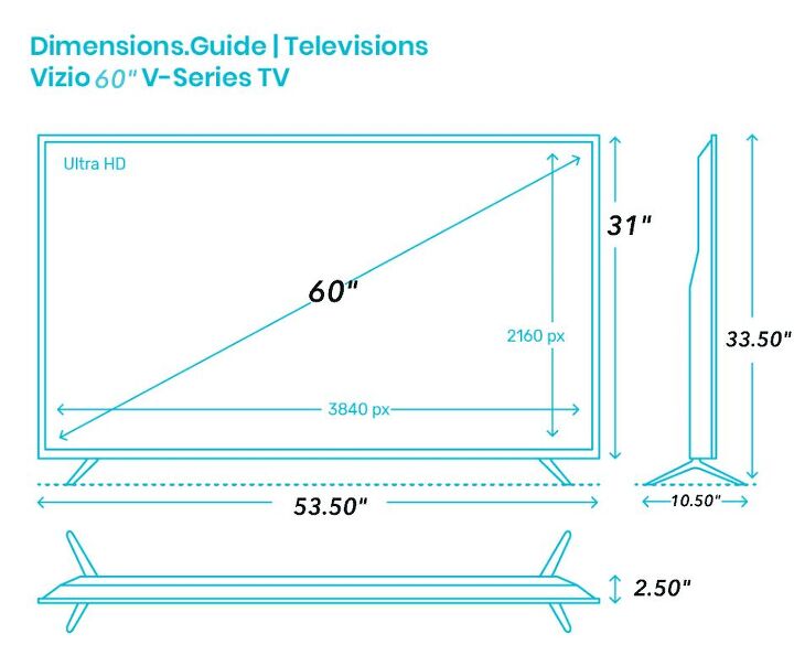 how wide is a 60 inch lg tv