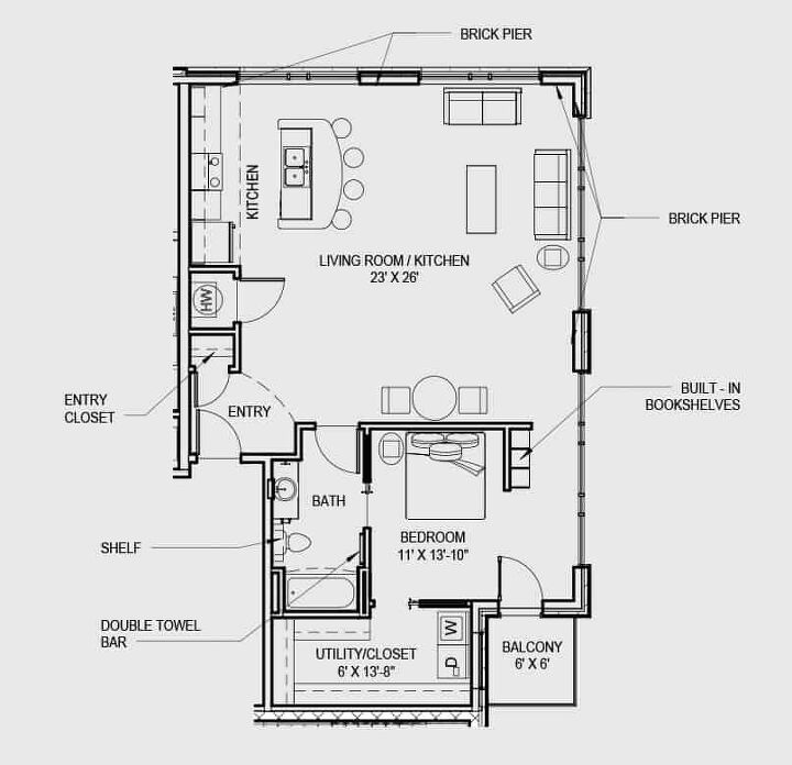 one room apartment layout