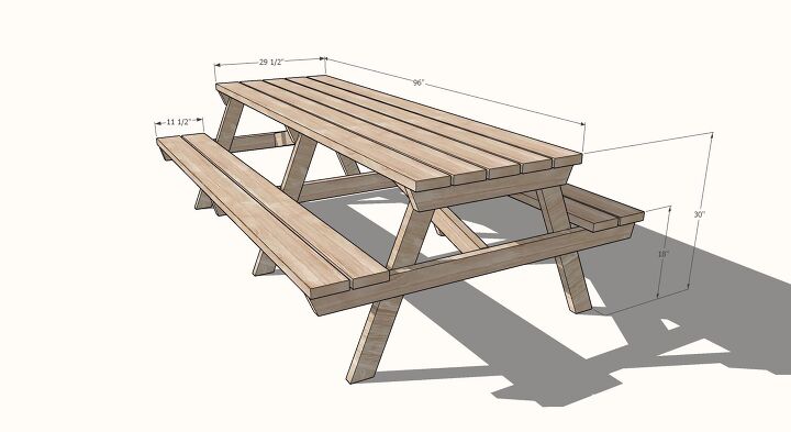 Picnic Table Dimensions With Drawings, How Wide Is A Picnic Table Seat
