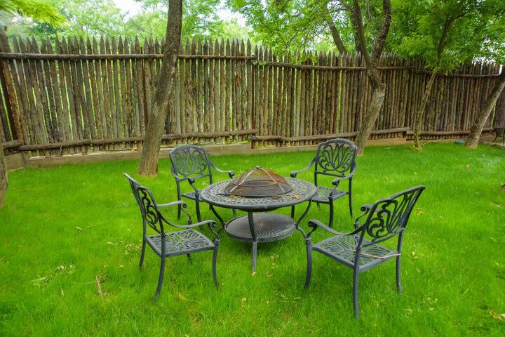 patio set up on grass